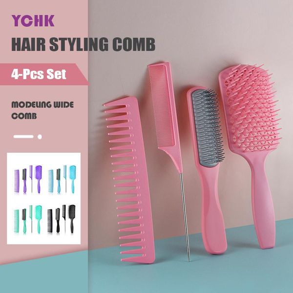 hair brushes 4 pcs set detangling brush hairdressing comb women men salon curly styling wide tooth scalp massage, Silver
hair brushes 4 pcs set detangling brush hairdressing comb women men salon curly styling wide tooth scalp massage, Silver