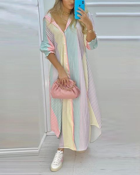 casual dresses 2021 autumn stripe print shirt dress women turn-down collar looes button slim fit lady party vestido de mujer, Black;gray
casual dresses 2021 autumn stripe print shirt dress women turn-down collar looes button slim fit lady party vestido de mujer, Black;gray