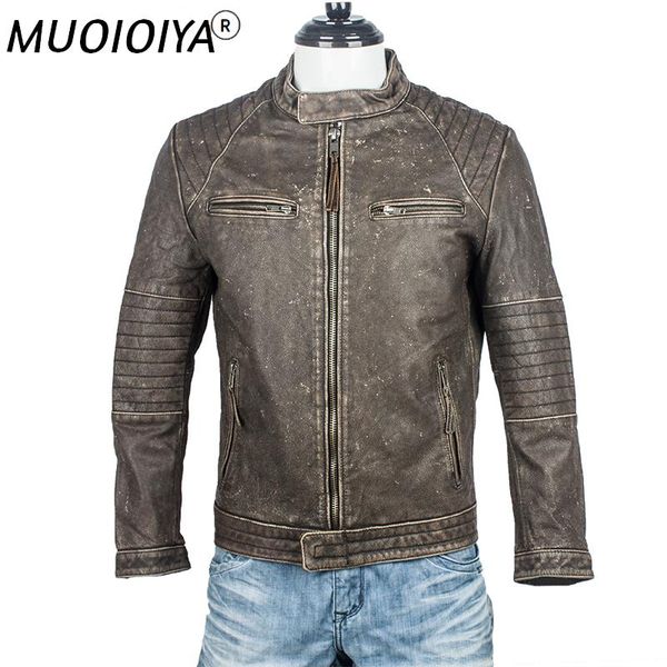 men's leather & faux spring and autumn genuine cowhide jacket men's distressed edging short motorcycle, Black
men's leather & faux spring and autumn genuine cowhide jacket men's distressed edging short motorcycle, Black