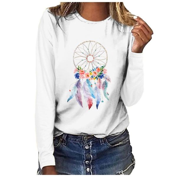 women's t-shirt casual print sweatshirts thermal crewneck long sleeve t-shirts loose plus size printed long-sleeved top, White
women's t-shirt casual print sweatshirts thermal crewneck long sleeve t-shirts loose plus size printed long-sleeved top, White