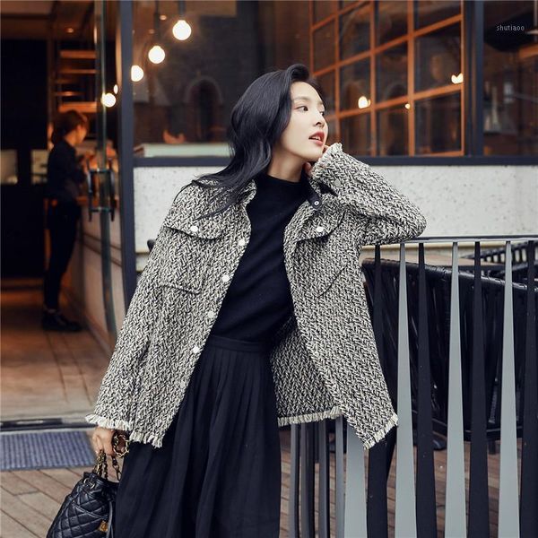 women's wool & blends 2021 winter women fashion woolen jacket female fringed edge coat ladies single-breasted outwear girls temperament, Black
women's wool & blends 2021 winter women fashion woolen jacket female fringed edge coat ladies single-breasted outwear girls temperament, Black