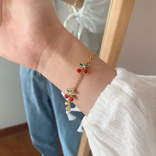 link, chain fashion charm red cherry gold bracelets for women color adjustable bracelet anklet jewelry party gifts, Black
link, chain fashion charm red cherry gold bracelets for women color adjustable bracelet anklet jewelry party gifts, Black