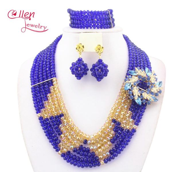earrings & necklace african beads jewelry set nigerian wedding bridal party blue/champagne sets crystal beaded w9884, Silver
earrings & necklace african beads jewelry set nigerian wedding bridal party blue/champagne sets crystal beaded w9884, Silver