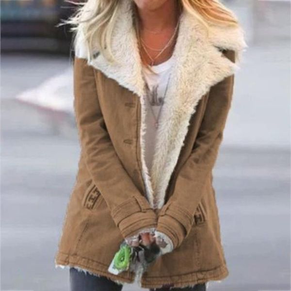 plush winter ladies casual coat turn down collar solid color pockets overcoat streetwear warm outerwear women's jackets, Black;brown
plush winter ladies casual coat turn down collar solid color pockets overcoat streetwear warm outerwear women's jackets, Black;brown