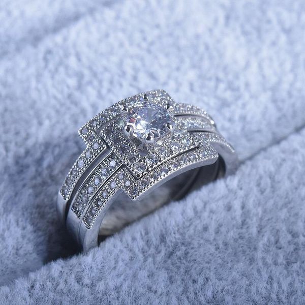 wedding rings fashion 3 pcs/set square inlay dainty dazzling zircon luxury jewelry for women romantic heart valentine's day gift, Slivery;golden
wedding rings fashion 3 pcs/set square inlay dainty dazzling zircon luxury jewelry for women romantic heart valentine's day gift, Slivery;golden
