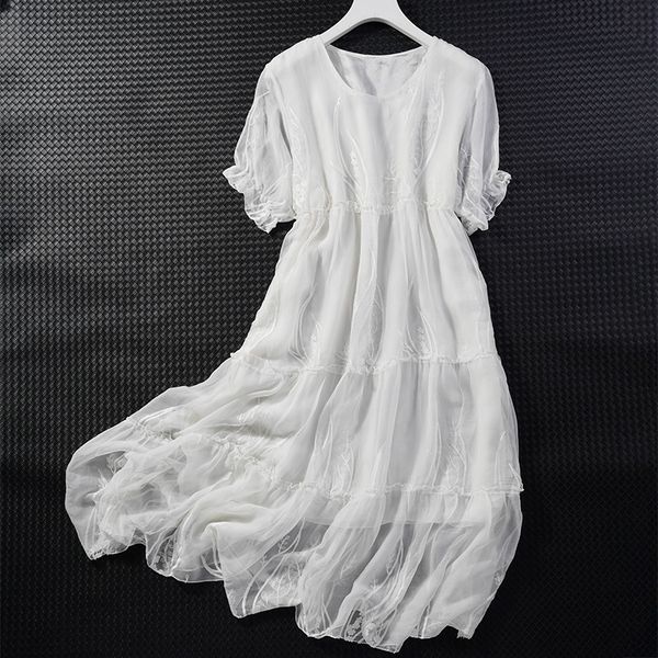 dress women's 100% mulberry silk 2- layers sleeve round neck white embroidery long dress l xl 2xl jn609, Black;gray
dress women's 100% mulberry silk 2- layers sleeve round neck white embroidery long dress l xl 2xl jn609, Black;gray