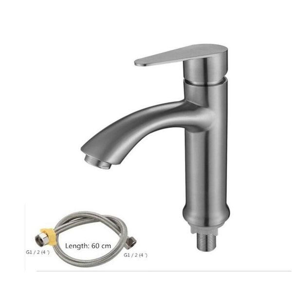 bathroom sink faucets g1/2 304 stainless steel single cold washbasin faucet, one-handle low-lead environmental protection brushed tap
bathroom sink faucets g1/2 304 stainless steel single cold washbasin faucet, one-handle low-lead environmental protection brushed tap