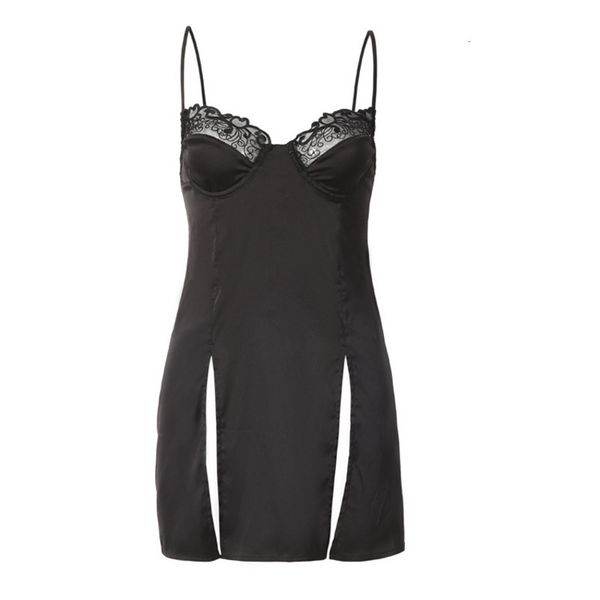 mesh lace perspective split fun underwear pajamas women's suspender nightdress simulation ice silk home wear thin 989, Black;white
mesh lace perspective split fun underwear pajamas women's suspender nightdress simulation ice silk home wear thin 989, Black;white