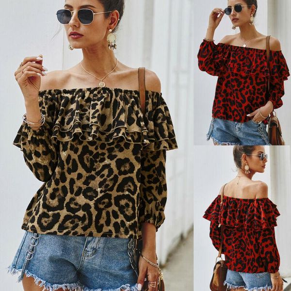 leopard print blouses women fashon 2021 off shoulder ruffle blouse loose t shirt casual summer beach womens and women's & shirts, White
leopard print blouses women fashon 2021 off shoulder ruffle blouse loose t shirt casual summer beach womens and women's & shirts, White