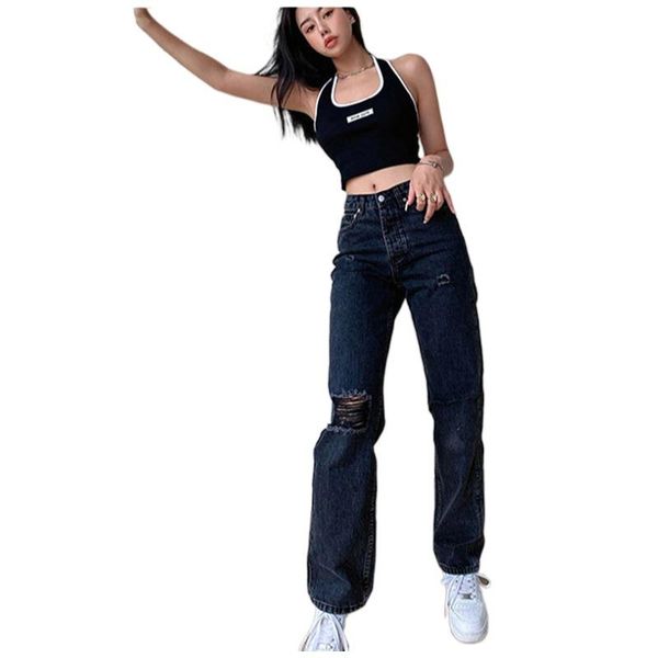 women's jeans women straight leg ripped mid waist denim pants fashion streetwear cargo for mom baggy full length hole 6066, Blue
women's jeans women straight leg ripped mid waist denim pants fashion streetwear cargo for mom baggy full length hole 6066, Blue