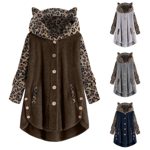women's jackets womens faux fur jacket coat cat ear button loose hooded winter warm fleece leopard patchwork matching pocket teddy, Black;brown
women's jackets womens faux fur jacket coat cat ear button loose hooded winter warm fleece leopard patchwork matching pocket teddy, Black;brown