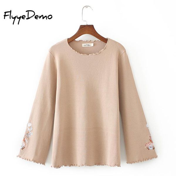 women's sweaters floral embroidery sweater all base match loose solid women soft pullovers 2021 autumn winter for plus size, White;black
women's sweaters floral embroidery sweater all base match loose solid women soft pullovers 2021 autumn winter for plus size, White;black