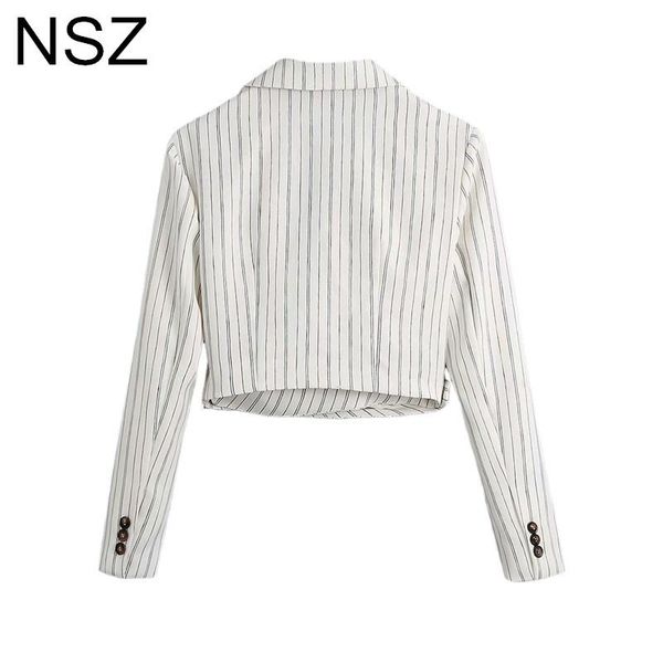 women's suits & blazers nsz women white striped cropped blazer 2021 el249v, White;black
women's suits & blazers nsz women white striped cropped blazer 2021 el249v, White;black