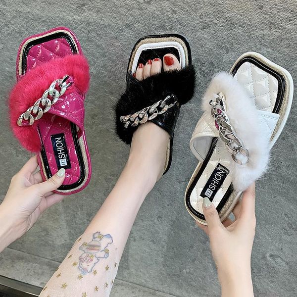 slippers fur shoes ladies' low rivet slipers women plush summer 2021 flat slides rubber rome pu, Black
slippers fur shoes ladies' low rivet slipers women plush summer 2021 flat slides rubber rome pu, Black