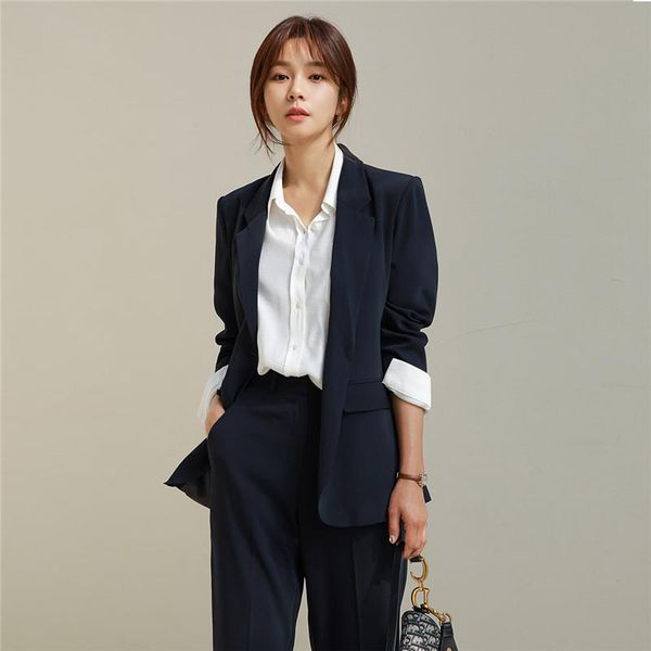 professional suit pants women's two-piece autumn and winter ladies elegant pure color jacket casual loose trousers two piece, White
professional suit pants women's two-piece autumn and winter ladies elegant pure color jacket casual loose trousers two piece, White