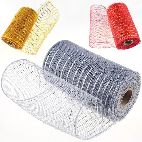 party decoration multiple gold wire mesh cloth flower packing net christmas tree birthday gauze plastic 15cm*10 yards