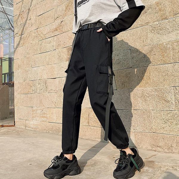 women's pants & capris 2021 woman fashion femme solid black cargo high waist trousers streetwear fall spring casual pant bottom p9376, Black;white
women's pants & capris 2021 woman fashion femme solid black cargo high waist trousers streetwear fall spring casual pant bottom p9376, Black;white