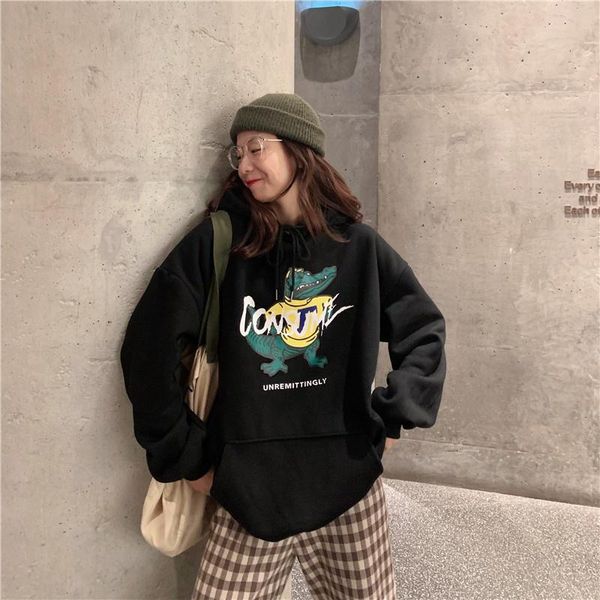 women's hoodies & sweatshirts autumn oversized korean style pullover thickened fleece lined, Black
women's hoodies & sweatshirts autumn oversized korean style pullover thickened fleece lined, Black