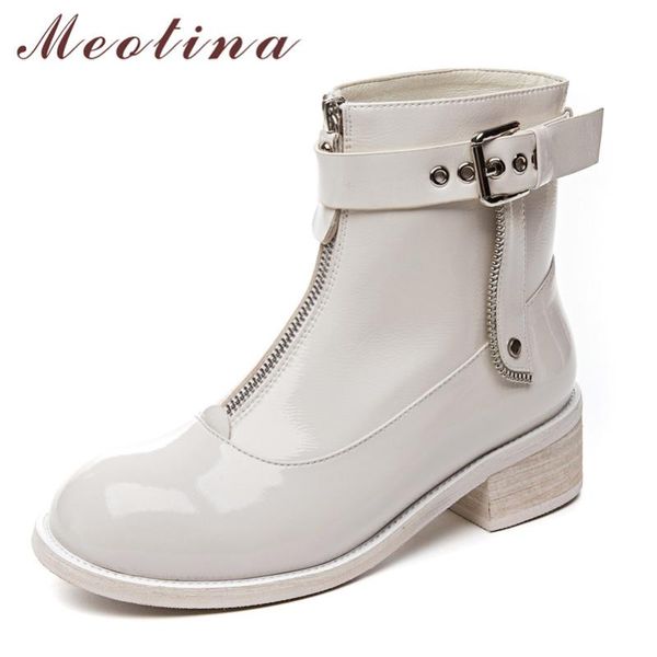 boots meotina short women shoes patent leather mid heel ankle round toe thick heels buckle zip female beige size 42, Black
boots meotina short women shoes patent leather mid heel ankle round toe thick heels buckle zip female beige size 42, Black