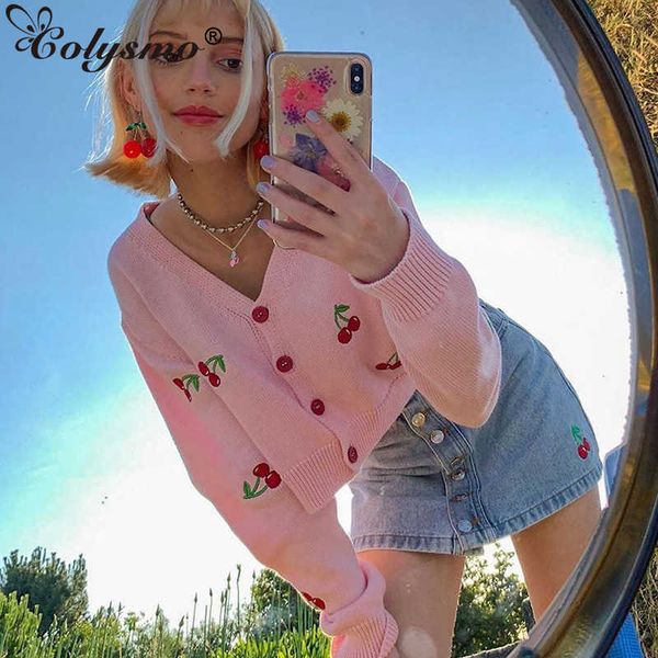colysmo cherry embroidered sweater long sleeve crop v neck knitted cardigan autumn clothes women casual loose jacket 210527, White
colysmo cherry embroidered sweater long sleeve crop v neck knitted cardigan autumn clothes women casual loose jacket 210527, White