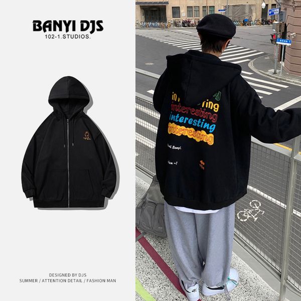 hooded sweater men's cardigan coat fashion br spring autumn and winter new loose trend ins versatile top, Black
hooded sweater men's cardigan coat fashion br spring autumn and winter new loose trend ins versatile top, Black