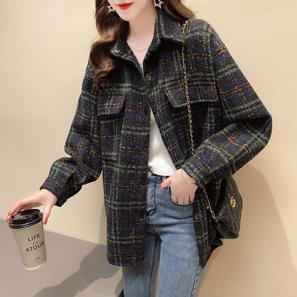 women's blouses & shirts blouse women shirt woolen autumn and winter plaid coat short spring suit tm blusas ropa de mujer, White
women's blouses & shirts blouse women shirt woolen autumn and winter plaid coat short spring suit tm blusas ropa de mujer, White