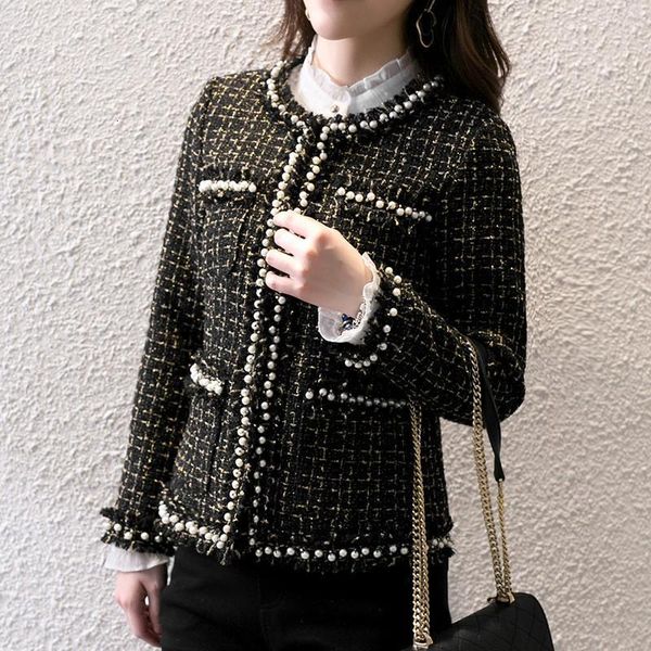Women's Jackets Office Ladies Slim Fit Tweed Jacket Women Plaid Pearls Beading Short Coat Brand Designer Party O Neck Twill Outerwear JMVI, Black;brown
Women's Jackets Office Ladies Slim Fit Tweed Jacket Women Plaid Pearls Beading Short Coat Brand Designer Party O Neck Twill Outerwear JMVI, Black;brown