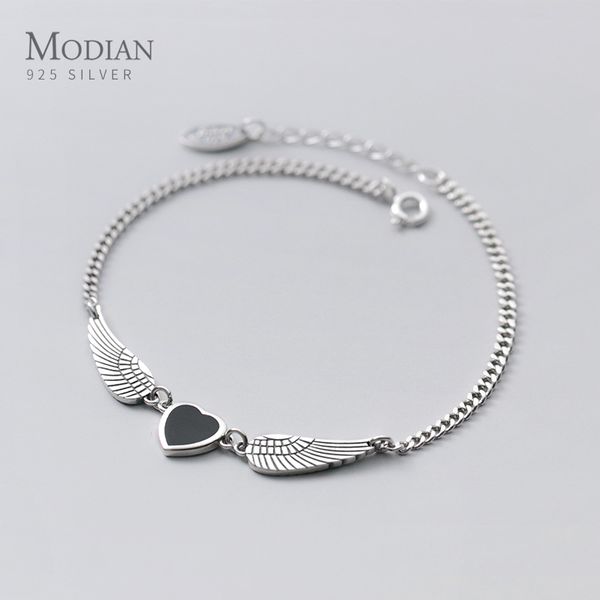 modian hight quality vintage 925 sterling silver lettering black love hearts angel wings bracelets anklet for women fine jewelry, Red;blue
modian hight quality vintage 925 sterling silver lettering black love hearts angel wings bracelets anklet for women fine jewelry, Red;blue