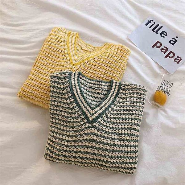 women pull vintage sweataer autumn winter v neck striped pullover ladies casual korean style knitted harajuku sweater 210525, White;black
women pull vintage sweataer autumn winter v neck striped pullover ladies casual korean style knitted harajuku sweater 210525, White;black