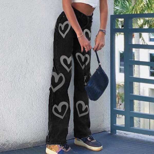 women's jeans fashion trend simple street style love personality printing wear-resistant waist slimming straight loose pants, Blue
women's jeans fashion trend simple street style love personality printing wear-resistant waist slimming straight loose pants, Blue