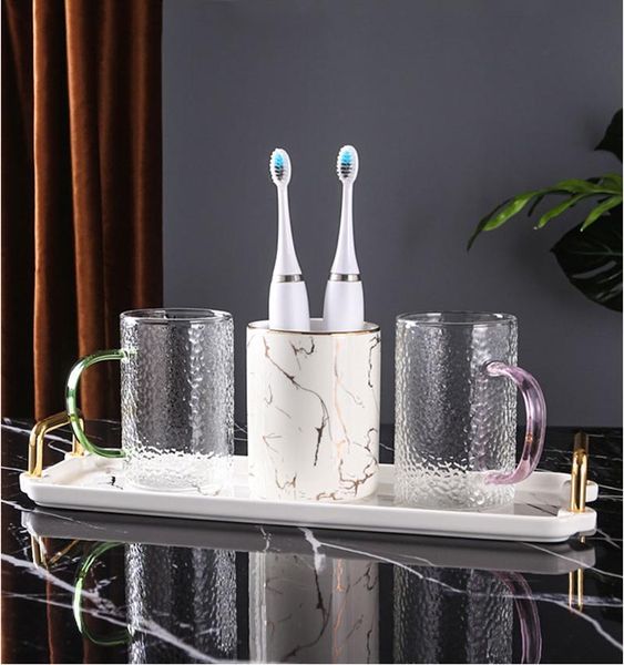 bath accessory set household glass bathroom cup toothbrush holder simple couple brushing wall-mounted supplies
bath accessory set household glass bathroom cup toothbrush holder simple couple brushing wall-mounted supplies