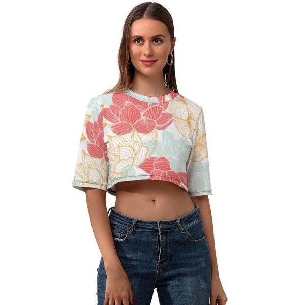 women's t-shirt lotus crop t shirt printed lady kawaii street wear short sleeve o neck polyester tshirt, White
women's t-shirt lotus crop t shirt printed lady kawaii street wear short sleeve o neck polyester tshirt, White
