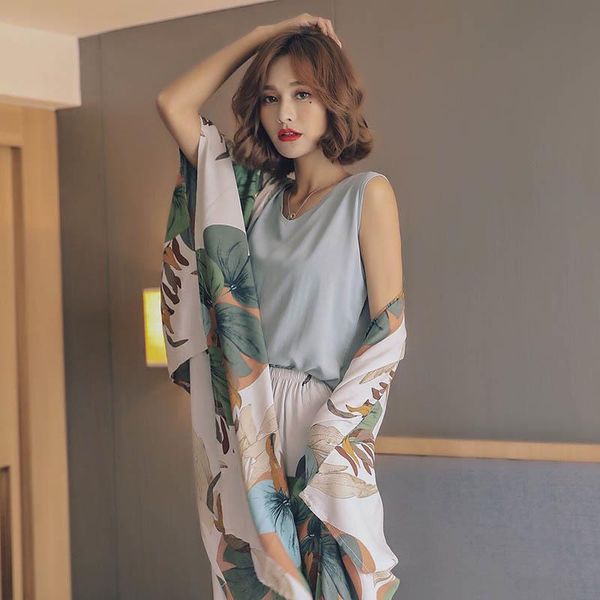 women sleepwear autumn ladies pajama set cotton satin sleep cardigan vest pants shorts floral print elegant femme tender homewear, Black;red
women sleepwear autumn ladies pajama set cotton satin sleep cardigan vest pants shorts floral print elegant femme tender homewear, Black;red