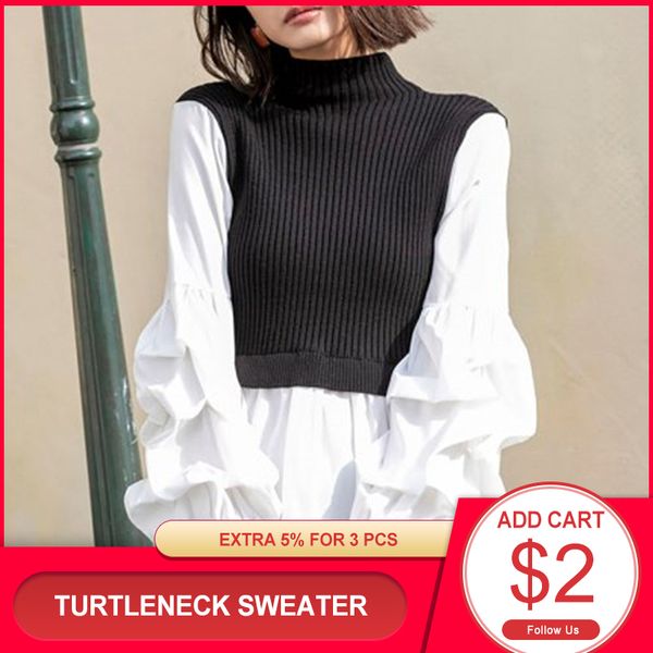 women turtleneck sweater korean style fashion knitted patchwork long sleeve elegant office ladies harajuku pull knitwear, White;black
women turtleneck sweater korean style fashion knitted patchwork long sleeve elegant office ladies harajuku pull knitwear, White;black