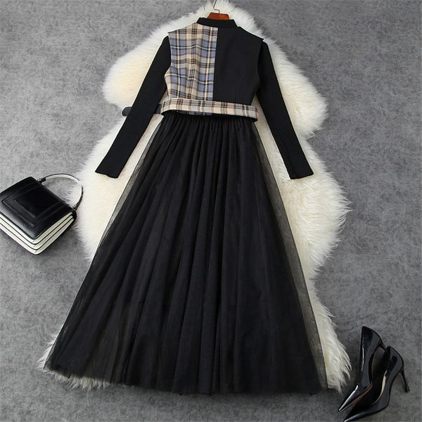 elegant design black winter sweater and in woman's suit plaid dress femme midi robe, Black;gray
elegant design black winter sweater and in woman's suit plaid dress femme midi robe, Black;gray