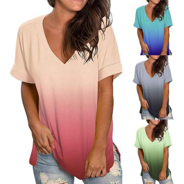 women's t-shirt fashion trend v-neck short sleeve casual gradient pullover summer loose large size all-match ladies 2021, White
women's t-shirt fashion trend v-neck short sleeve casual gradient pullover summer loose large size all-match ladies 2021, White