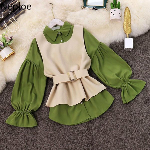 two piece dress neploe turn down collar flare long sleeve blouse + slim waist belt sleeveless vest autumn spring elegant 2 pcs women set 475, White
two piece dress neploe turn down collar flare long sleeve blouse + slim waist belt sleeveless vest autumn spring elegant 2 pcs women set 475, White