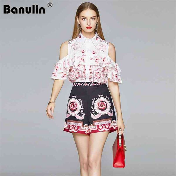 banulin summer runway floral printed two-piece set women off shoulder ruffles shirt and vintage high waist shorts suits 210603, White
banulin summer runway floral printed two-piece set women off shoulder ruffles shirt and vintage high waist shorts suits 210603, White