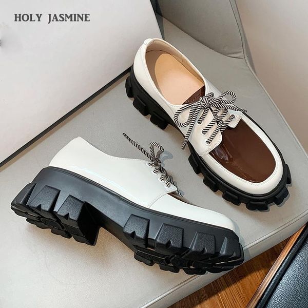 dress shoes natural genuine leather patent women round toe casual cross tied footwear female 2021 autumn, Black