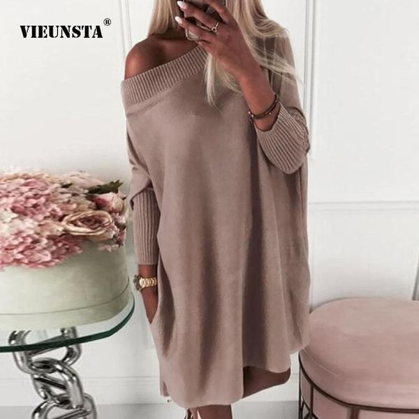 casual dresses 2021 solid off shoulder mini dress loose pocket women party fashion knitted long sleeve vestidos, Black;gray
casual dresses 2021 solid off shoulder mini dress loose pocket women party fashion knitted long sleeve vestidos, Black;gray