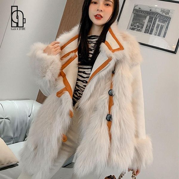 women's fur & faux luck a 2021 winter warm coat women parka double-sided thicker woman jacket clothes, Black
women's fur & faux luck a 2021 winter warm coat women parka double-sided thicker woman jacket clothes, Black