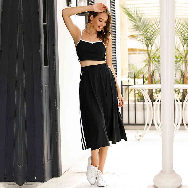 summer camis 2 pieces sets women new crop suits ladies casual bandage striped midi skirt co-ords 210414, White
summer camis 2 pieces sets women new crop suits ladies casual bandage striped midi skirt co-ords 210414, White