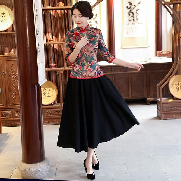 spring womens blouse skirt suit traditional chinese 2pc shirt sets mandarin collar cheongsam button dress size s-xxxl 9964 women's two, White
spring womens blouse skirt suit traditional chinese 2pc shirt sets mandarin collar cheongsam button dress size s-xxxl 9964 women's two, White