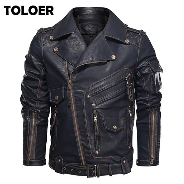 winter mens leather jacket men fashion motorcycle pu leather jackets cool zipper pockets faux leather coats retro streetwear 5xl 211110, Black
winter mens leather jacket men fashion motorcycle pu leather jackets cool zipper pockets faux leather coats retro streetwear 5xl 211110, Black
