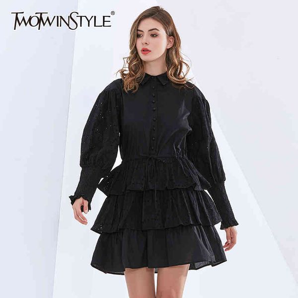 solid elegant dress for women lapel puff long sleeve hollow out designer ruffles mini dresses female clothing 210423, Black;gray
solid elegant dress for women lapel puff long sleeve hollow out designer ruffles mini dresses female clothing 210423, Black;gray