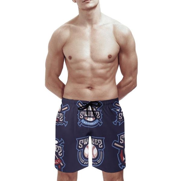 swozes baseball team club sport logo print men's cool beach shorts summer swim trunks quick dry mesh lining board with po, White;black 
swozes baseball team club sport logo print men's cool beach shorts summer swim trunks quick dry mesh lining board with po, White;black