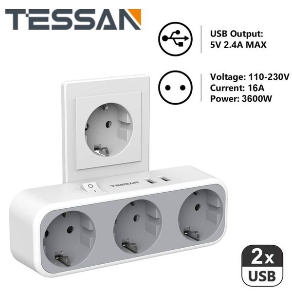 smart power plugs tessan wall usb charger with swtich, 3 ac outlets and 2 ports 5v/2.4a eu plug socket (3600w/16a) strip for home/office
smart power plugs tessan wall usb charger with swtich, 3 ac outlets and 2 ports 5v/2.4a eu plug socket (3600w/16a) strip for home/office