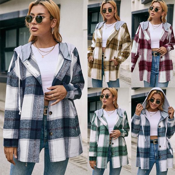 women's jackets coat fashion western style cardigan plaid shirt loose casual hooded jacket for girls outerwear blouse tr, Black;brown
women's jackets coat fashion western style cardigan plaid shirt loose casual hooded jacket for girls outerwear blouse tr, Black;brown