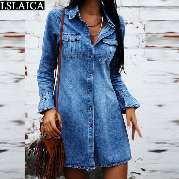winter dress long sleeve solid color turn-down collar denim vintage loose button pockets casual streetwear robe femme 210520, Black;gray
winter dress long sleeve solid color turn-down collar denim vintage loose button pockets casual streetwear robe femme 210520, Black;gray
