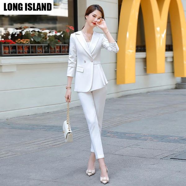 women's two piece pants ladies formal blazer pencil pant suit set business office working wear jacket double breast with stretch hight, White
women's two piece pants ladies formal blazer pencil pant suit set business office working wear jacket double breast with stretch hight, White